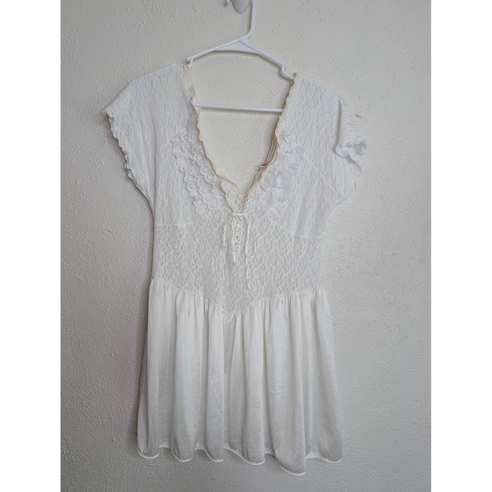 Vintage Vandemere Lingerie Lace Top White Fairy Ruffles Sheer Coquette